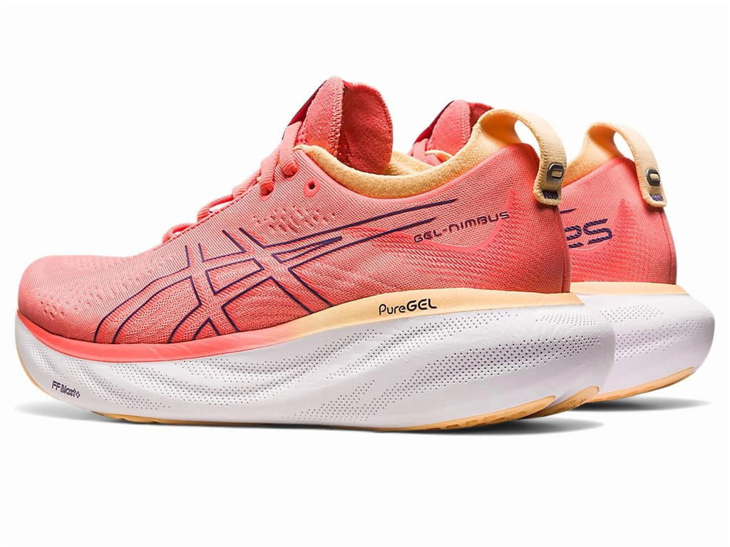 ASICS Women's Gel-Nimbus 25 Running Shoes, 7 US ( WIDE ), Papaya/Dusty Purple