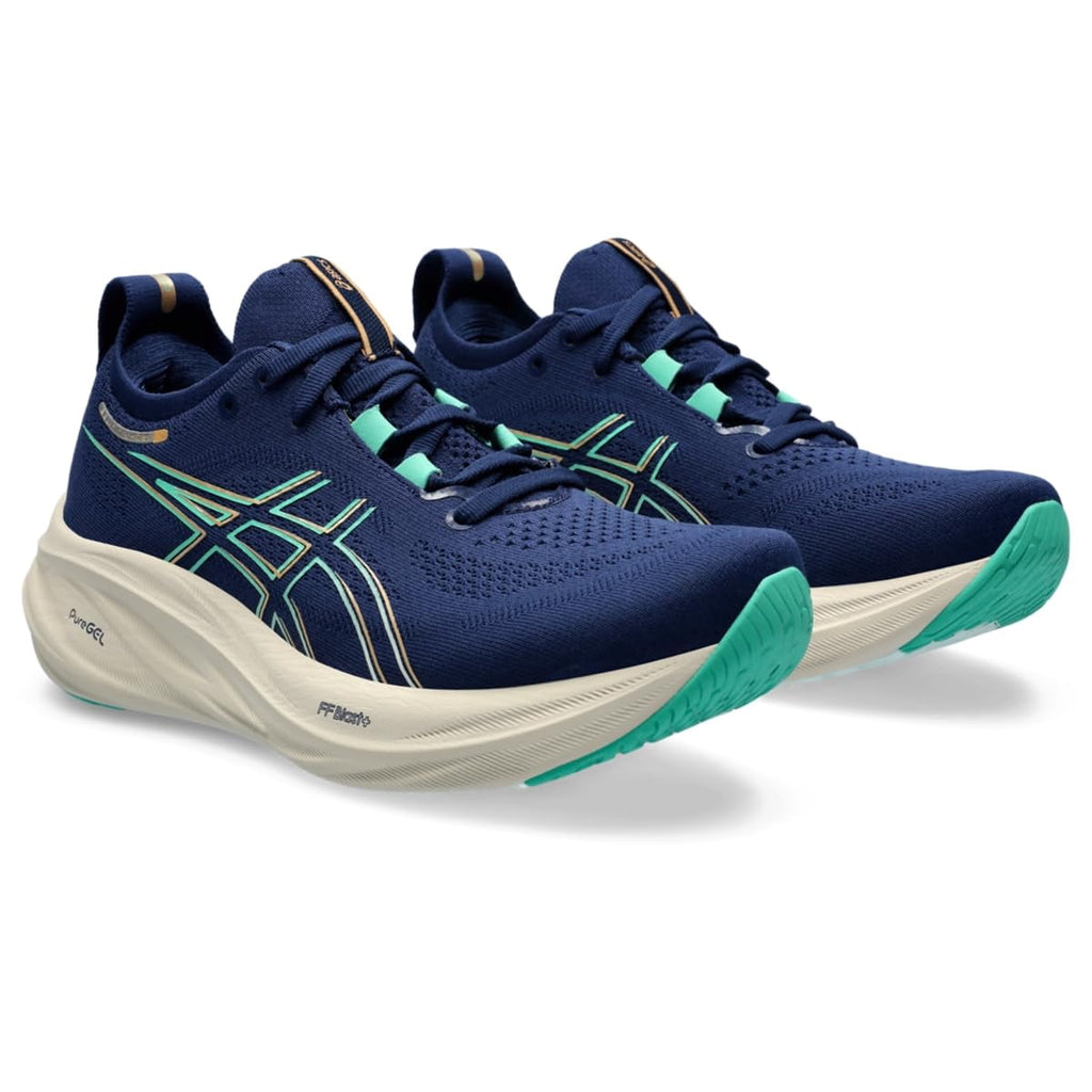 ASICS Women's Gel-Nimbus 26 Running Shoes, Size 10 US ( WIDE ) , Blue Expanse/Aurora Green