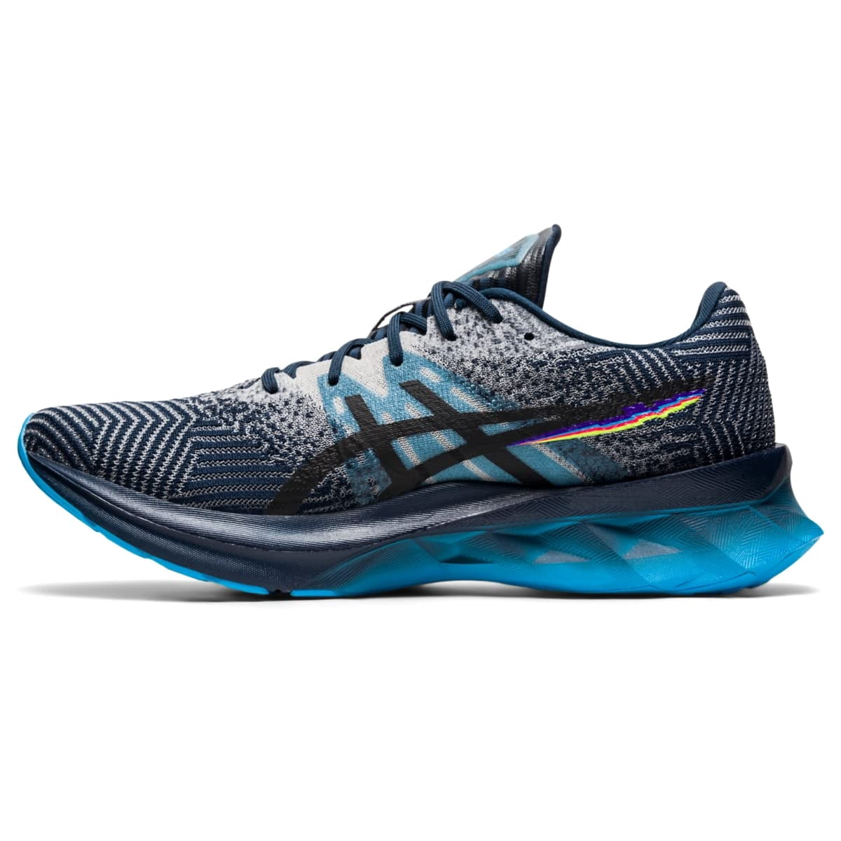 ASICS Men's NOVABLAST Pixel Noise Running Shoe, 7.5 US (Standard ), French Blue / Black