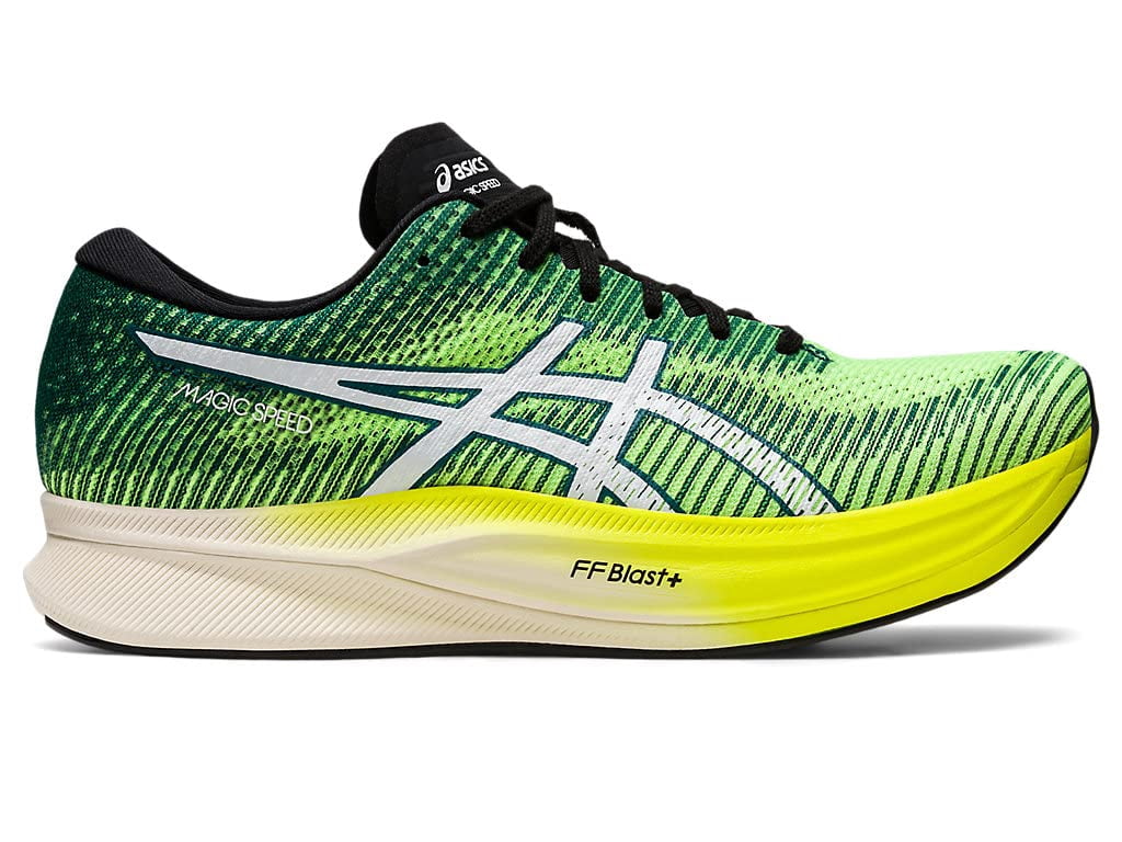 ASICS Men's Magic Speed 2 Running Shoes, Size 12.5 US ( Standard )- Safety Yellow/White