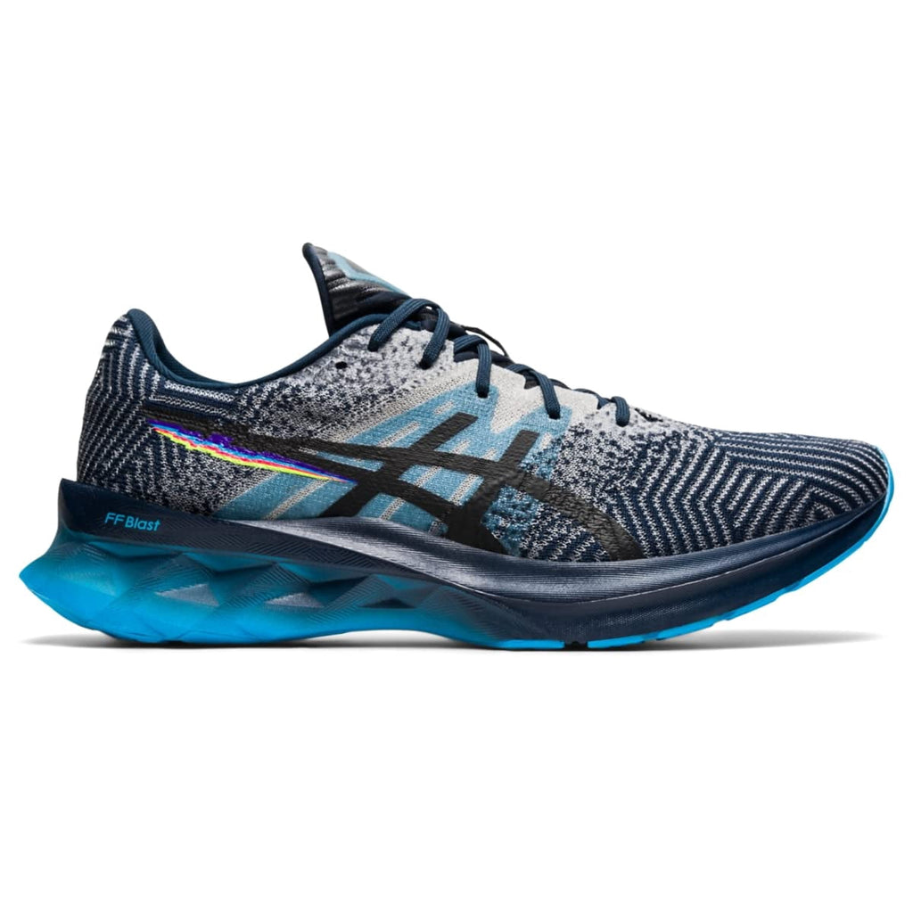ASICS Men's NOVABLAST Pixel Noise Running Shoe, 7.5 US (Standard ), French Blue / Black