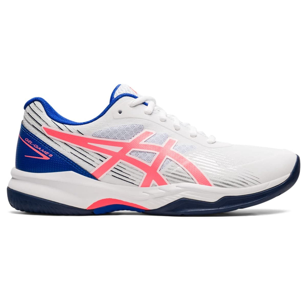 ASICS Women's Gel-Game 8 Tennis Shoes, 7.5 US ( Standard ), White/Blazing Coral