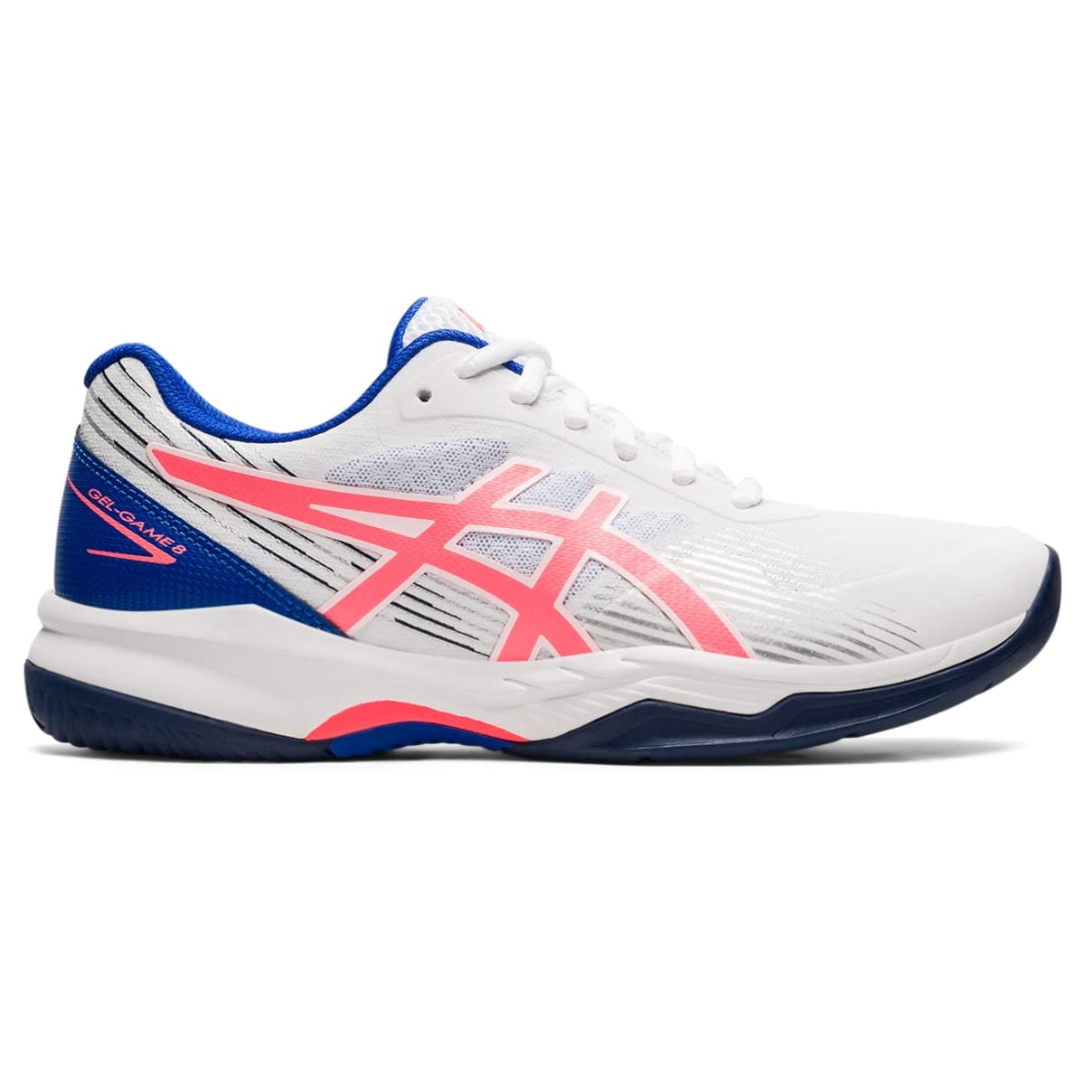 ASICS Women's Gel-Game 8 Tennis Shoes, 7.5 US ( Standard ), White/Blazing Coral