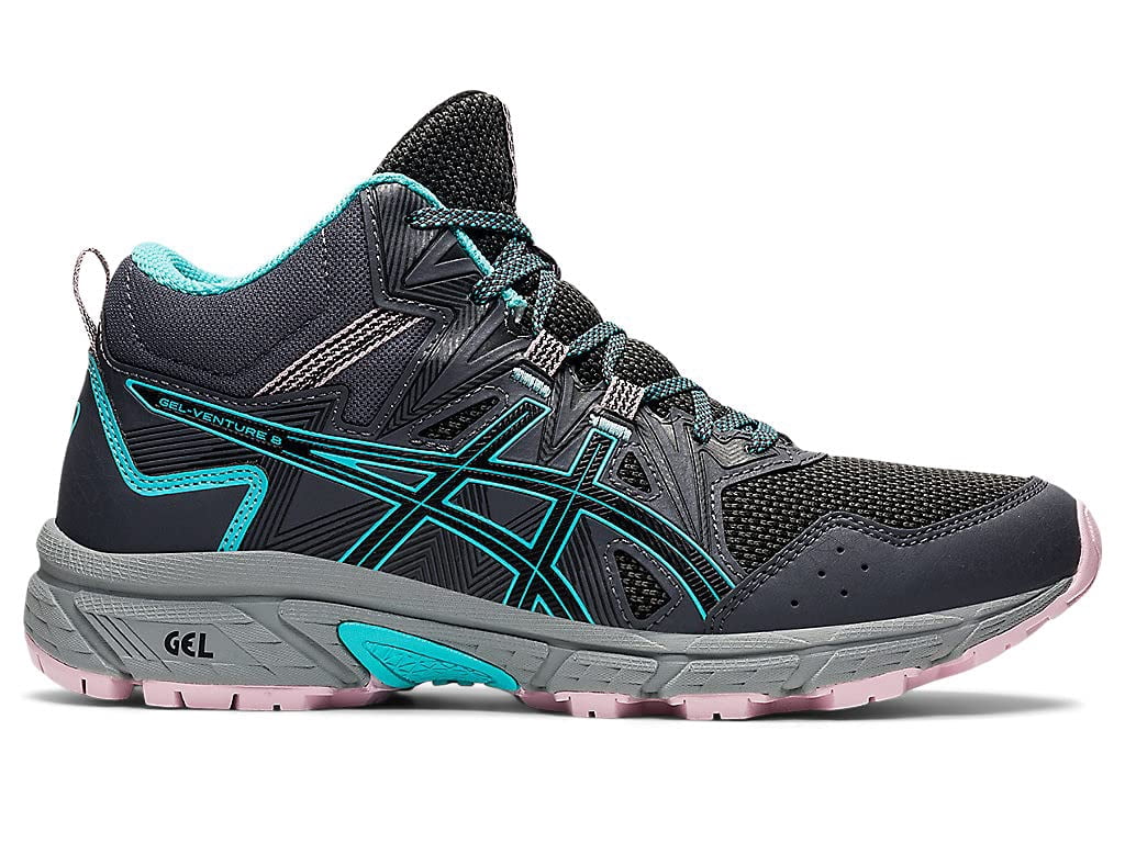 ASICS Women's Gel-Venture 8 Mid Top Everyday Shoes, Size 8 US ( Standard ), Graphite Grey/ICE Mint - Water Resistant