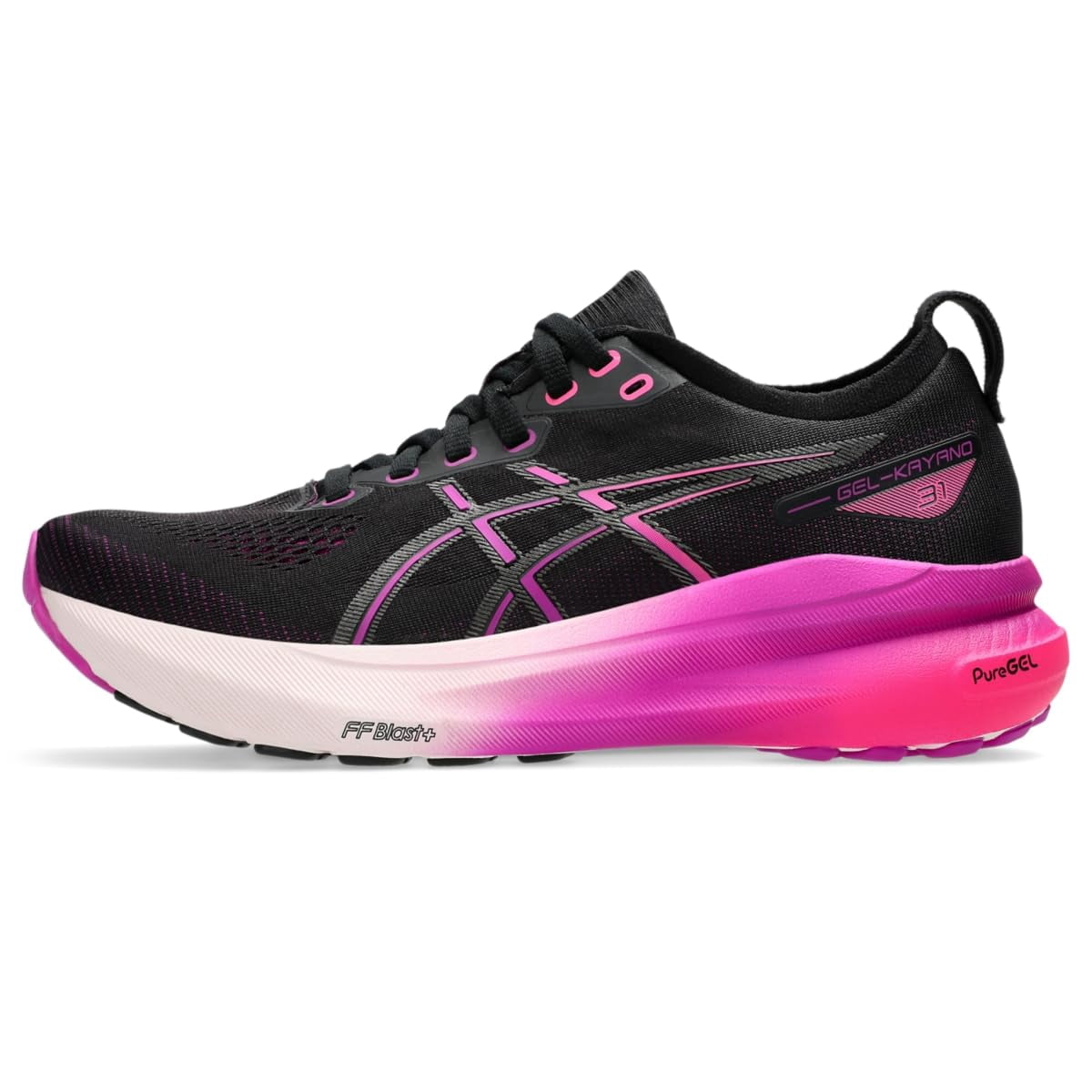 ASICS Women's Gel-Kayano 31 Running Shoes, Black/Bold Magenta, US 6 Medium