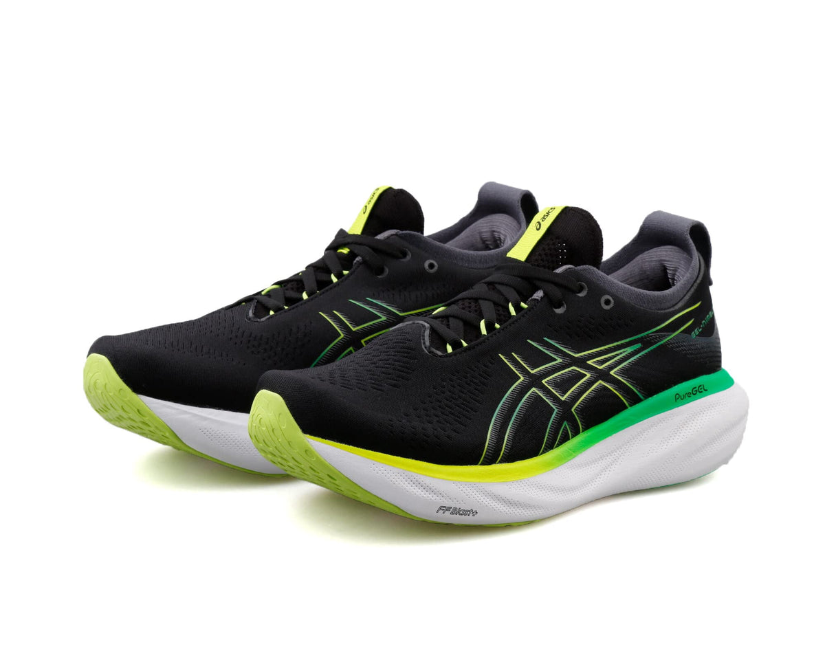ASICS Men's Gel-Nimbus 25 Running Shoes, Size 8.5 ( Medium ), Black/Lime Zest